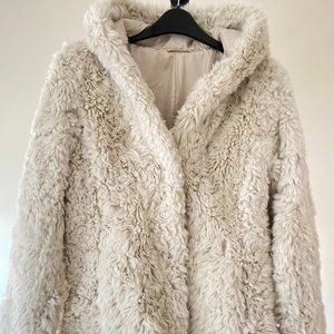 HOLLISTER Faux Fur Hoodie White Size S